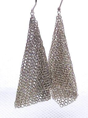 Tiffany & Co Mesh Scarf Earrings Sterling Silver 925